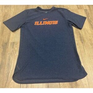 Illinois Fighting Illini Nike Dri-Fit Performance T Shirt Mens Small Blue
